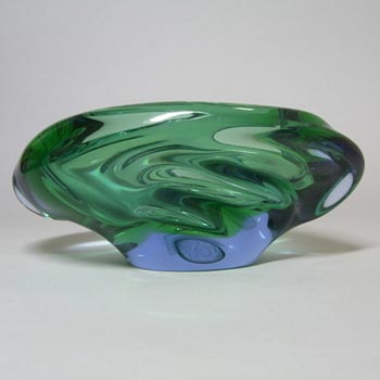 (image for) Skrdlovice #5455 Czech Blue & Green Glass Bowl by Emanuel Beránek