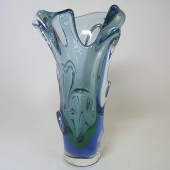 Mstisov / Moser Czech Blue Cased Glass Vase