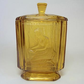 (image for) Sowerby #2544 Art Deco 1930's Amber Glass Pandora's Box