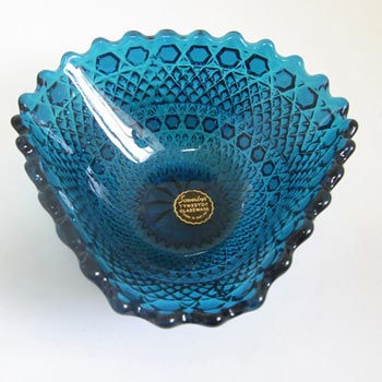 (image for) Sowerby #2266 1950s Turquoise Blue Glass Bowl - Labelled