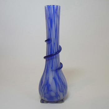 (image for) 1930's Czech Blue + White Spatter/Splatter Glass Vase