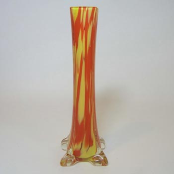 (image for) Czech 1930's Red & Yellow Spatter Glass Stem Vase