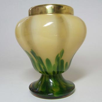 (image for) Franz Welz 1930s Czech Green Aventurine Glass Posy Vase
