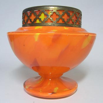 (image for) Czech 1930's Orange Spatter/Splatter Glass Posy Vase