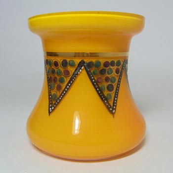 (image for) 1930's Czech/Bohemian Hand Painted Orange Glass Vase