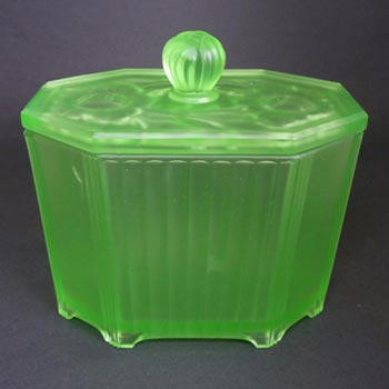 (image for) Art Deco 1930's Uranium Green Glass Biscuit Jar/Pot