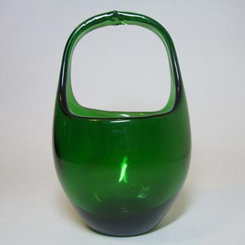 Empoli Verde Italian Green Glass 1970's Basket Bowl