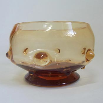 (image for) Thomas Webb Stourbridge Amber Glass Bowl - Acid Stamped