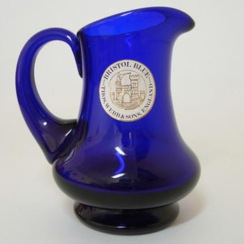(image for) Thomas Webb Stourbridge Bristol Blue Glass Jug - Label