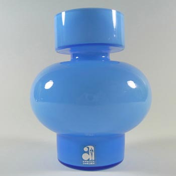 (image for) Alsterfors #S7032 Blue Glass Vase by Per Olof Ström - Labelled