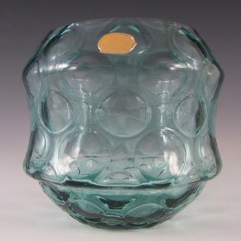(image for) Borske Sklo 1950's Blue Glass Optical 'Olives' Vase