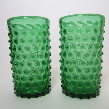 Empoli Verde Italian Green Glass Spikey Seed Pod Vases