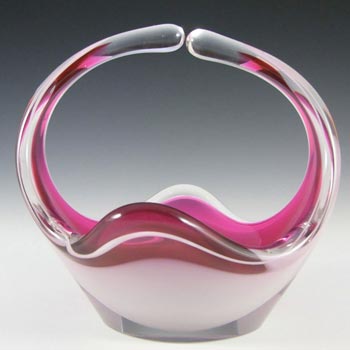 (image for) Flygsfors Coquille Pink Glass 6.5" Bowl by Paul Kedelv - Signed '61