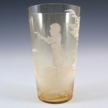 (image for) Mary Gregory Bohemian Hand Enamelled Amber Glass Tumbler
