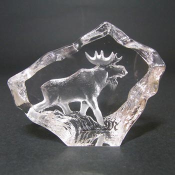 (image for) Mats Jonasson #88130 Glass Moose Paperweight - Boxed