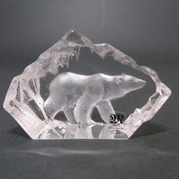 (image for) Mats Jonasson #88117 Glass Polar Bear Paperweight - Signed