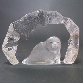 (image for) Mats Jonasson #3150 Glass Seal Paperweight - Signed
