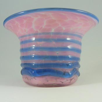 Mdina Trailed Maltese Pink & Blue Glass Vase - Signed