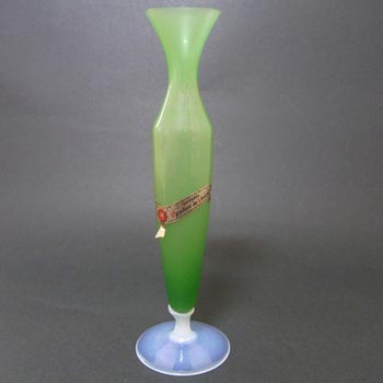 (image for) V Nason Green Opalescent Murano Glass Labelled Vase