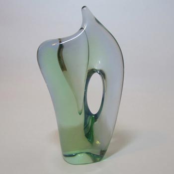 (image for) Skrdlovice #5987 Czech Green & Blue Glass Vase by Emanuel Beránek