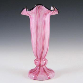 (image for) Welz 1940's Czech Pink Glass 'Vertical Stripes' Vase