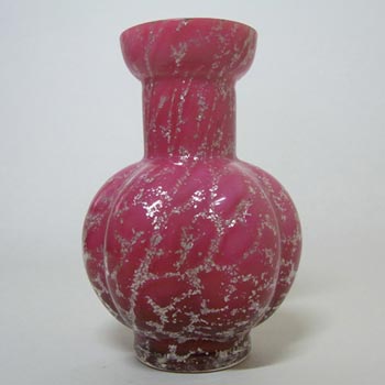 Victorian Antique Silver Mica Pink Glass Vase c 1890