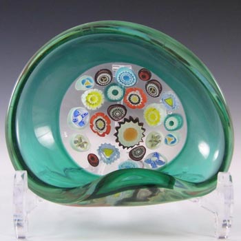 (image for) Archimede Seguso Murano Incalmo Millefiori Turquoise Glass Bowl