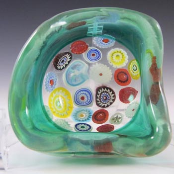 (image for) Archimede Seguso Murano Incalmo Millefiori Turquoise Glass Bowl
