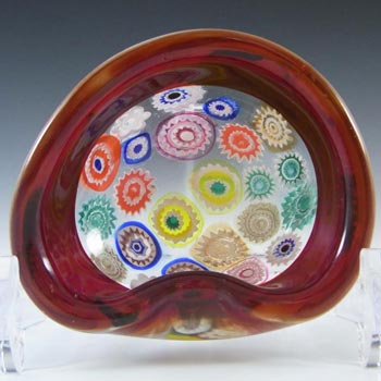 (image for) Archimede Seguso Murano Incalmo Millefiori Red Glass Bowl