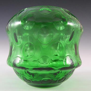 (image for) Borske Sklo 1950's Green Glass Optical 'Olives' Vase