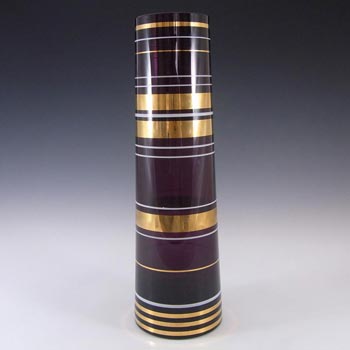 (image for) Borske Sklo 1950's Purple Glass Cylindrical Vase