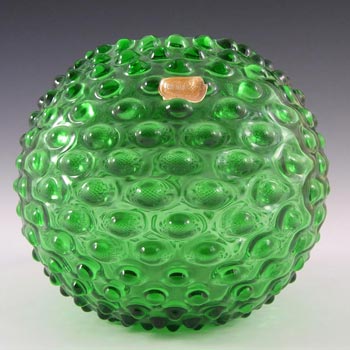 (image for) Borske Sklo 1950's Green Glass Spherical 'Knobble' Vase