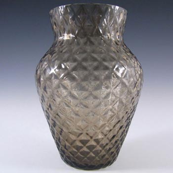 (image for) Borske Sklo 1950's Smoky Bohemian Glass Optical Vase