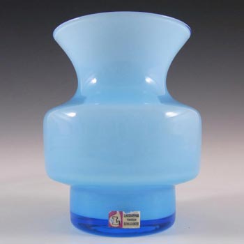 (image for) Lindshammar Gunnar Ander Swedish Blue Glass Vase - Label
