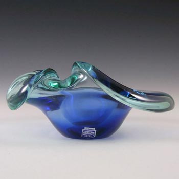 (image for) Cenedese Murano Labelled Blue Glass Biomorphic Bowl