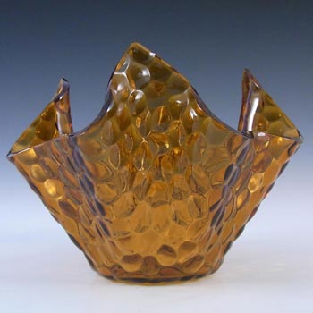 (image for) Chance Brothers Amber Glass 'Hammered' Handkerchief Vase