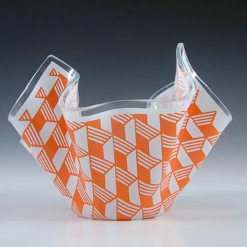(image for) Chance Brothers Orange Glass Carré/Escher Handkerchief Vase