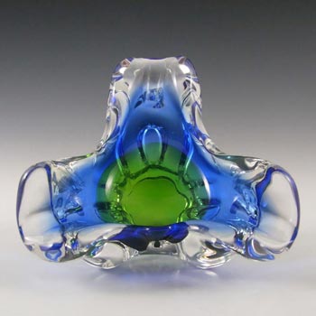 (image for) Chřibská #127/5/14 Czech Blue & Green Glass Ashtray Bowl