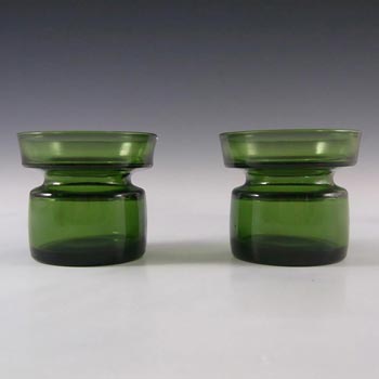 (image for) Dansk Pair of Scandinavian Green Glass Candle Holders - Marked