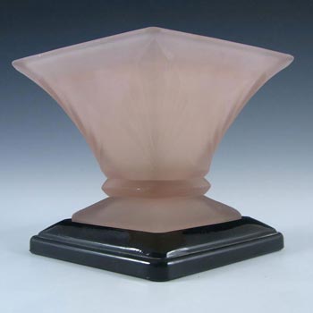 (image for) Bagley #3180 Art Deco Frosted Pink Glass 'Spinette' Vase