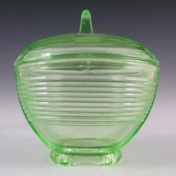 Czech Art Deco Uranium Glass Trinket Bowl - Labelled