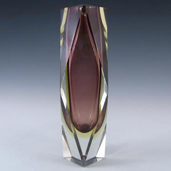 (image for) Murano 8" Faceted Purple & Amber Sommerso Glass Vase