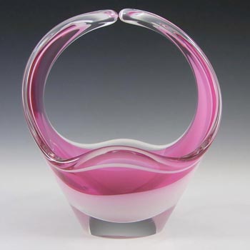 (image for) Flygsfors Coquille Pink Glass 7.5" Bowl by Paul Kedelv - Signed '62