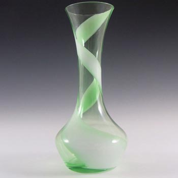 (image for) Japanese Enesco Green & White Glass Vintage Glass Bud Vase - Labelled