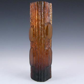 (image for) Japanese "My Lady" Bark Textured Amber Glass Vase
