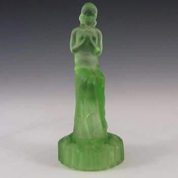(image for) Art Deco 1930's Uranium Green Glass Nude Lady Figurine