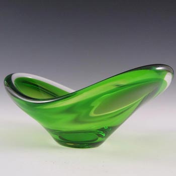 Magnor Norwegian 70's Green Cased Glass Bowl - Signed