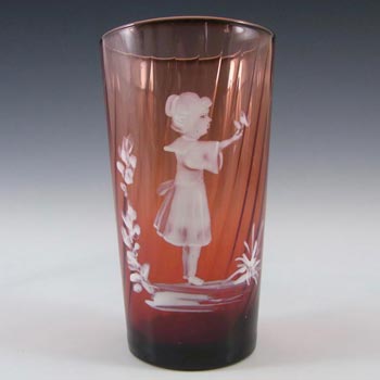 (image for) Mary Gregory Bohemian Hand Enamelled Glass Vase/Tumbler