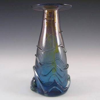 Mdina Purple & Blue Trailed Glass 'Helter Skelter' Vase - Signed