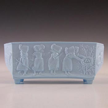 (image for) Sowerby #1219 Victorian Blue Milk / Vitro-Porcelain Glass Posy Trough - Marked